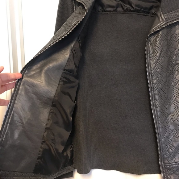 Gray Textured Sweater Moto-Style Jacket - Picture 5 of 10